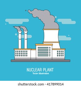 nuclear plant in colorful design, vector illustration