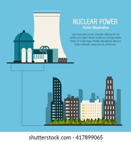 nuclear plant in colorful design, vector illustration