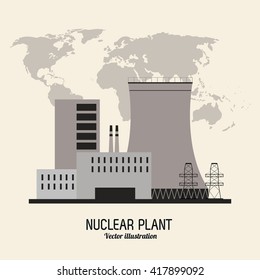 nuclear plant in colorful design, vector illustration