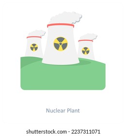 Nuclear Plant and ecology icon concept