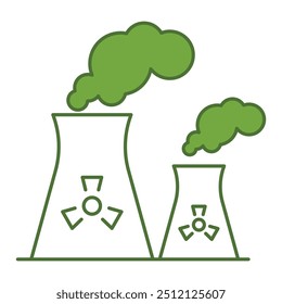 Nuclear Plant Editable Line Icons (em inglês). Tecnologia verde, Net Zero, carbono neutro e conceito de sustentabilidade ambiental em estilo mínimo. Coleção de Ícones de Estrutura de Tópicos Finos