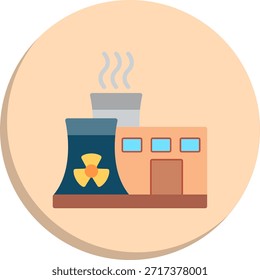 Ícone de estilo de círculo plano de planta nuclear