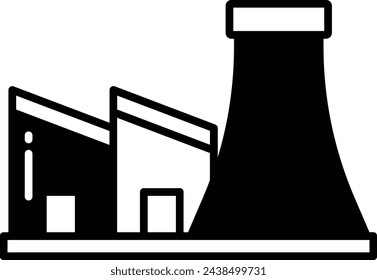 Nuclear Plant glyph and line vector illustration