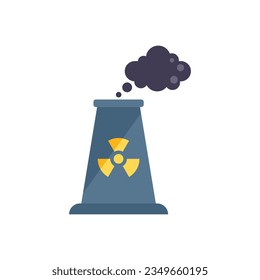 Vector plano con icono de planta nuclear. Clima global. Ecología cálida aislada