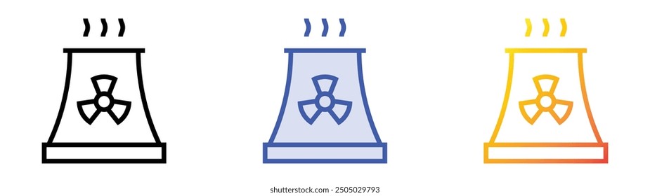 nuclear plant icon. Linear, Blue Fill and Gradient Style Design Isolated On White Background