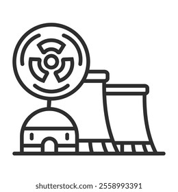 Nuclear Plant icon, Nuclear symbol outline icon, editable vector illustration and transparent graphic element. Isolated on white background