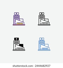 Nuclear Plant icons set in 4 different style vector illustration