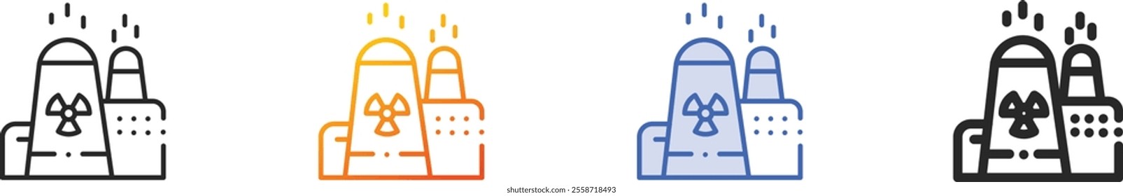 nuclear plant icon.Thin Linear, Gradient, Blue Stroke and bold Style Design Isolated On White Background