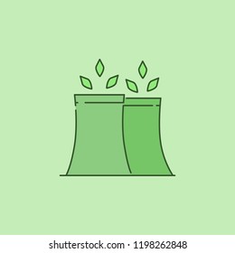 Nuclear plant with leaves icon