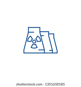 Nuclear plant line icon concept. Nuclear plant flat  vector symbol, sign, outline illustration.