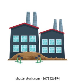 Nuclear plant power industry building chimney icon , Flat and Colorfull illustration , Vector graphic