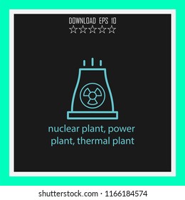 nuclear plant, power plant, thermal plant vector icon