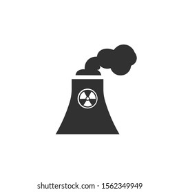 Nuclear plant, smoke from the factory chimney icon, air pollution, Stock Vector illustration isolated on white background.