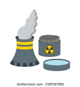 Nuclear plant station.Vector isometric and 3d view.