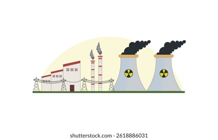 Nuclear plant vector illustration for use.