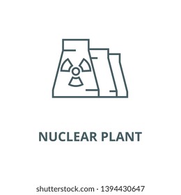 Nuclear plant vector line icon, linear concept, outline sign, symbol