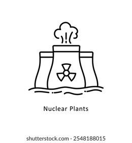  Nuclear Plants Vector Outline icon style illustration. EPS 10 file