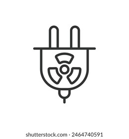 Nuclear plug, in line design. Nuclear, Plug, Power, Energy, Connector, Electricity, Reactor, on white background vector. Nuclear plug editable stroke icon.