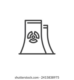 Nuclear Pollution line icon. linear style sign for mobile concept and web design. Nuclear power plant emitting radiation outline vector icon. Symbol, logo illustration. Vector graphics