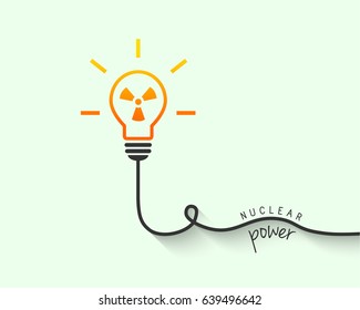 Nuclear power concept with light bulb and radiation symbol inside