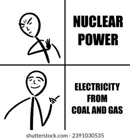 Nuclear power fears meme. Funny meme for social media sharing.