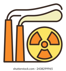 Nuclear Power Generator with Smoke Pipes vector Radiation concept colored icon or sign