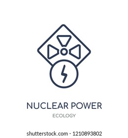 Nuclear power icon. Nuclear power linear symbol design from Ecology collection. Simple outline element vector illustration on white background.