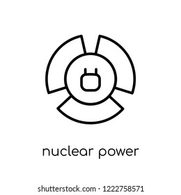 nuclear power icon. Trendy modern flat linear vector nuclear power icon on white background from thin line Ecology collection, outline vector illustration