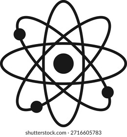 Ícones da Energia Nuclear. Projeto gráfico da estrutura do átomo. Ícones de pesquisa científica. Elementos de concepção dos dados e da biotecnologia
