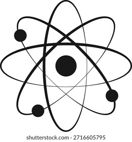 Ícones da Energia Nuclear. Projeto gráfico da estrutura do átomo. Ícones de pesquisa científica. Elementos de concepção dos dados e da biotecnologia
