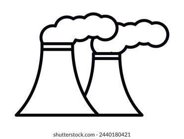 Nuclear power plant chimneys black icon.