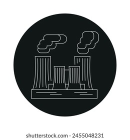 Nuclear power plant color line icon. Alternative energy source. Vector isolated element. Editable stroke.