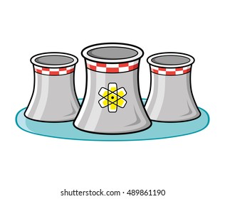 Nuclear Power Plant Cooling Towers Icon: Vector De Stock (libre De ...