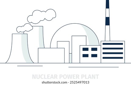 Central nuclear. Ícone de linha da indústria elétrica