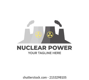 Nuclear power plant, electrical tower logo design.Energy and Power Generation vector design and illustration.