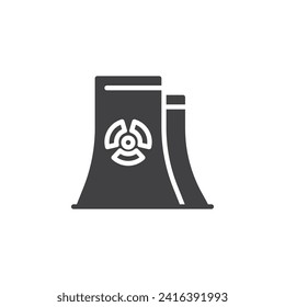 Icono del vector de radiación de la planta de energía nuclear. signo plano relleno para concepto móvil y diseño web. Icono de glifo de contaminación nuclear. Símbolo, ilustración del logotipo. Gráficos vectoriales