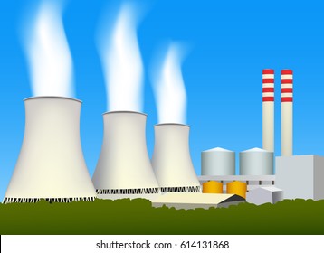 Nuclear power plant factory graphic vector