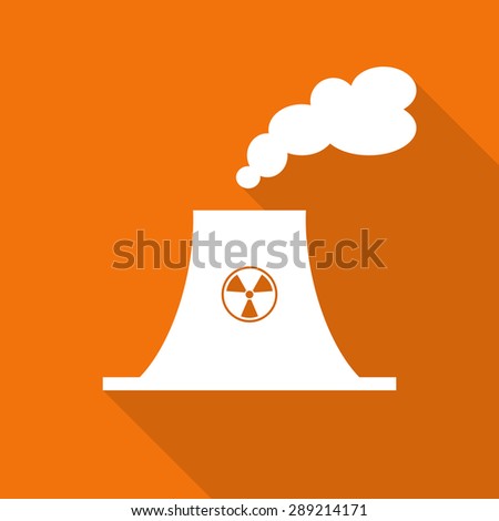 nuclear power plant flat icon with long shadow.