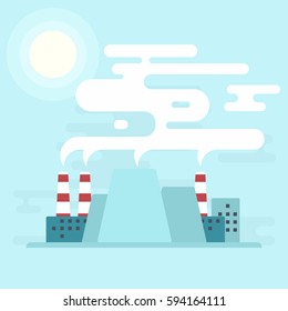 nuclear power plant. flat vector illustration
