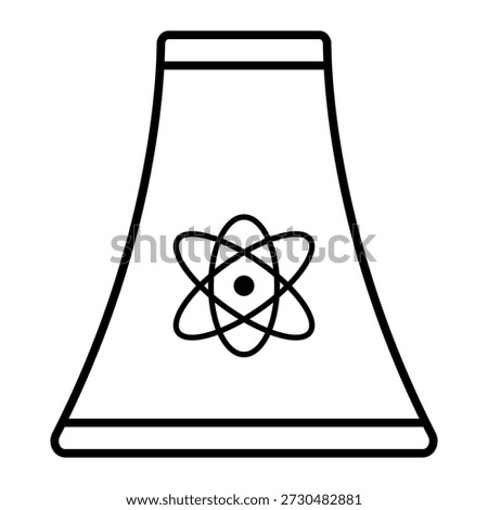 Nuclear Power Plant Icon with Atomic Energy Cooling Tower Symbol