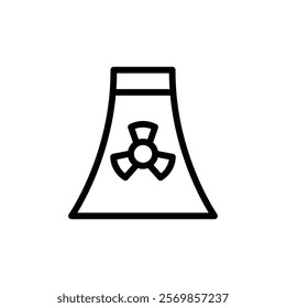 Nuclear power plant icon Black and white outline vector