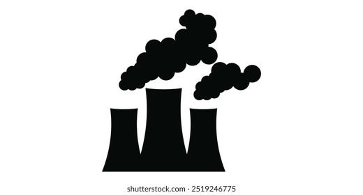 Ícone da usina nuclear, energia da indústria, fabricação de produtos químicos armazém. Design de sinal de ícone de fábrica. Ilustração vetorial