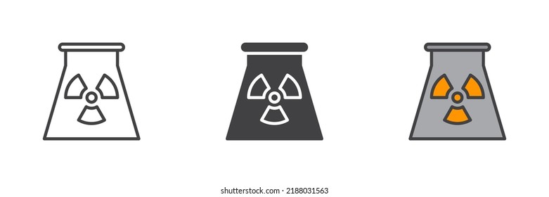 Nuclear power plant icon. Line, glyph and filled outline colorful version, outline and filled vector sign. Symbol, logo illustration. Different style icons set. Vector graphics