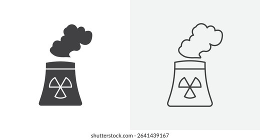 Nuclear power plant icon Line graphics illustration