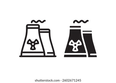 Nuclear power plant icon with radiation symbol Vector