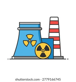 Nuclear power plant icon with radiation symbol radiation industrial industry