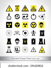 Nuclear Power Plant icon set. Vector illustration.