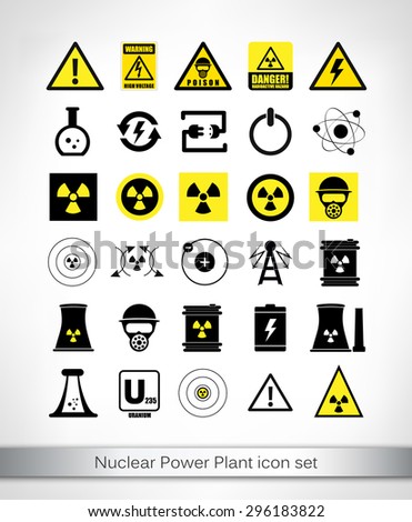 Nuclear Power Plant icon set. Vector illustration.