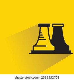 nuclear power plant icon with shadow on yellow background