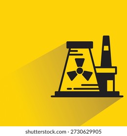 Icono de la planta de energía nuclear con sombra sobre fondo amarillo
